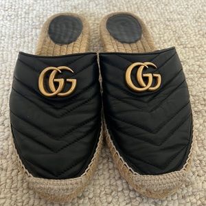 Black leather and gold Gucci GG espadrilles - Sz 39 / 9
